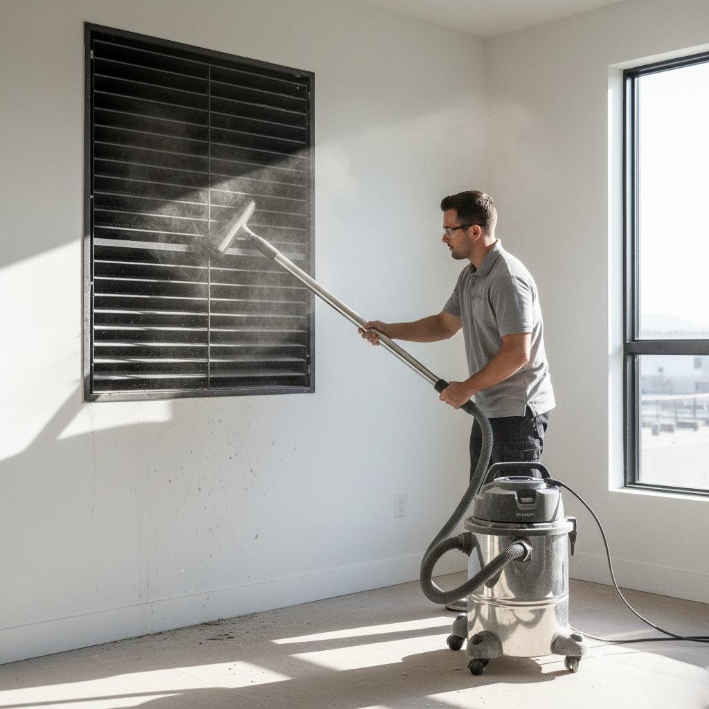 cleaning vents with a HEPA vacuum