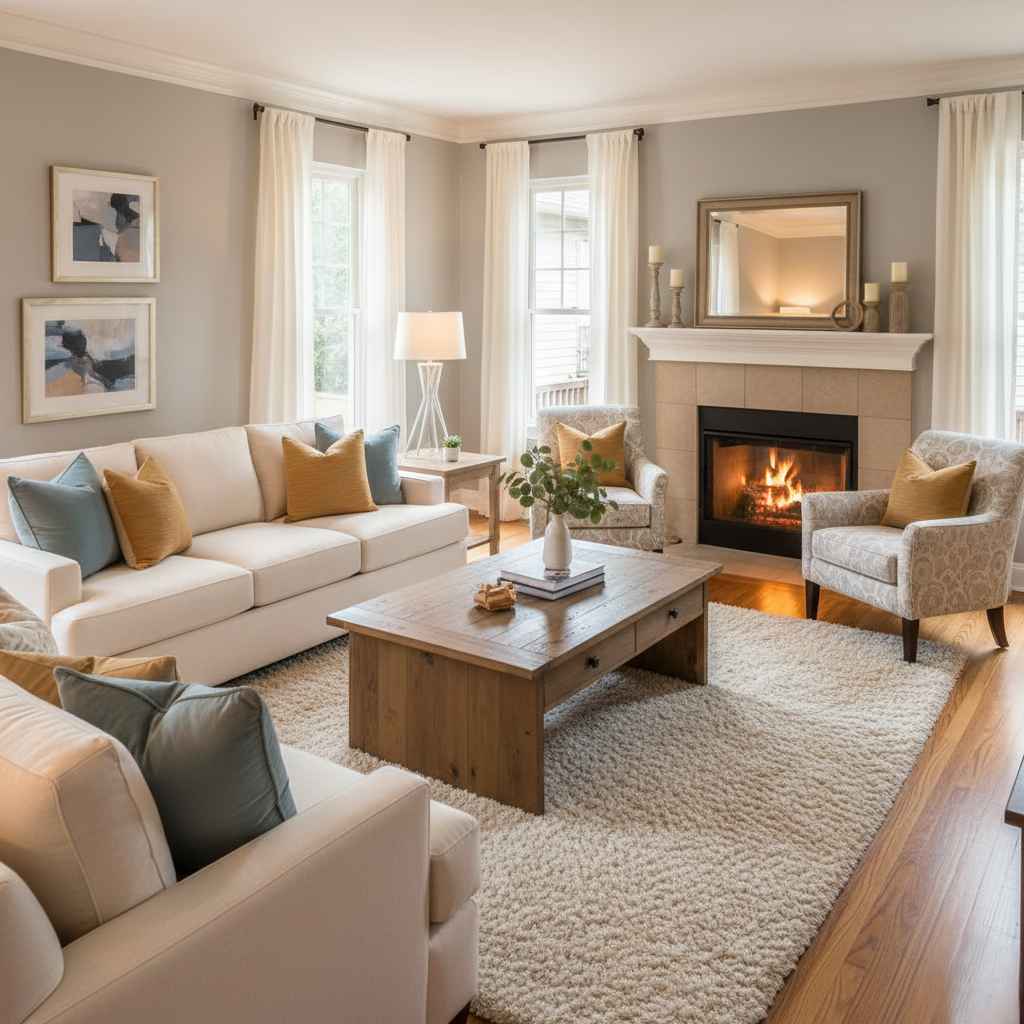 Cozy, spotless living room ready to welcome guests.