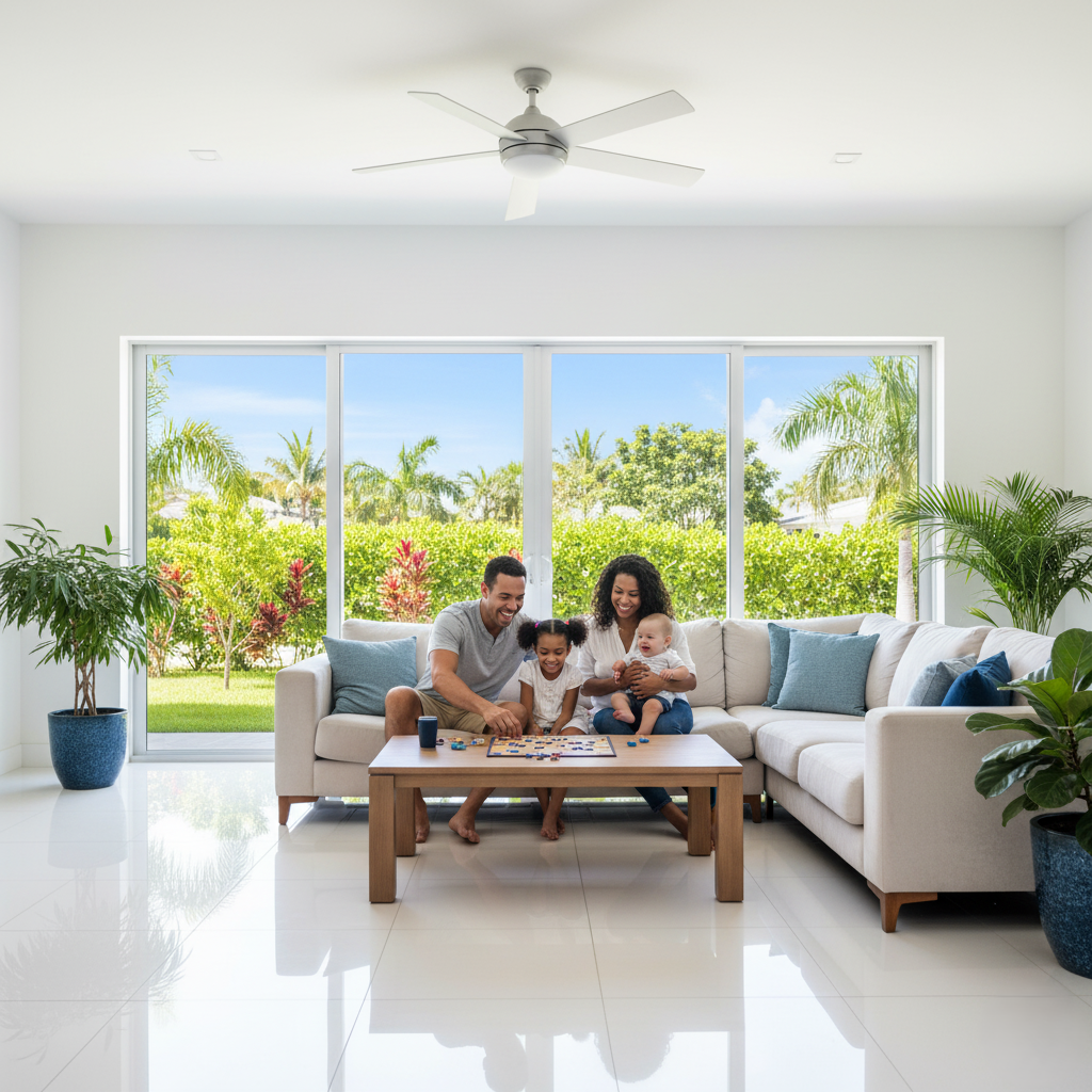 Family relaxing in a fresh, clean Miami home.