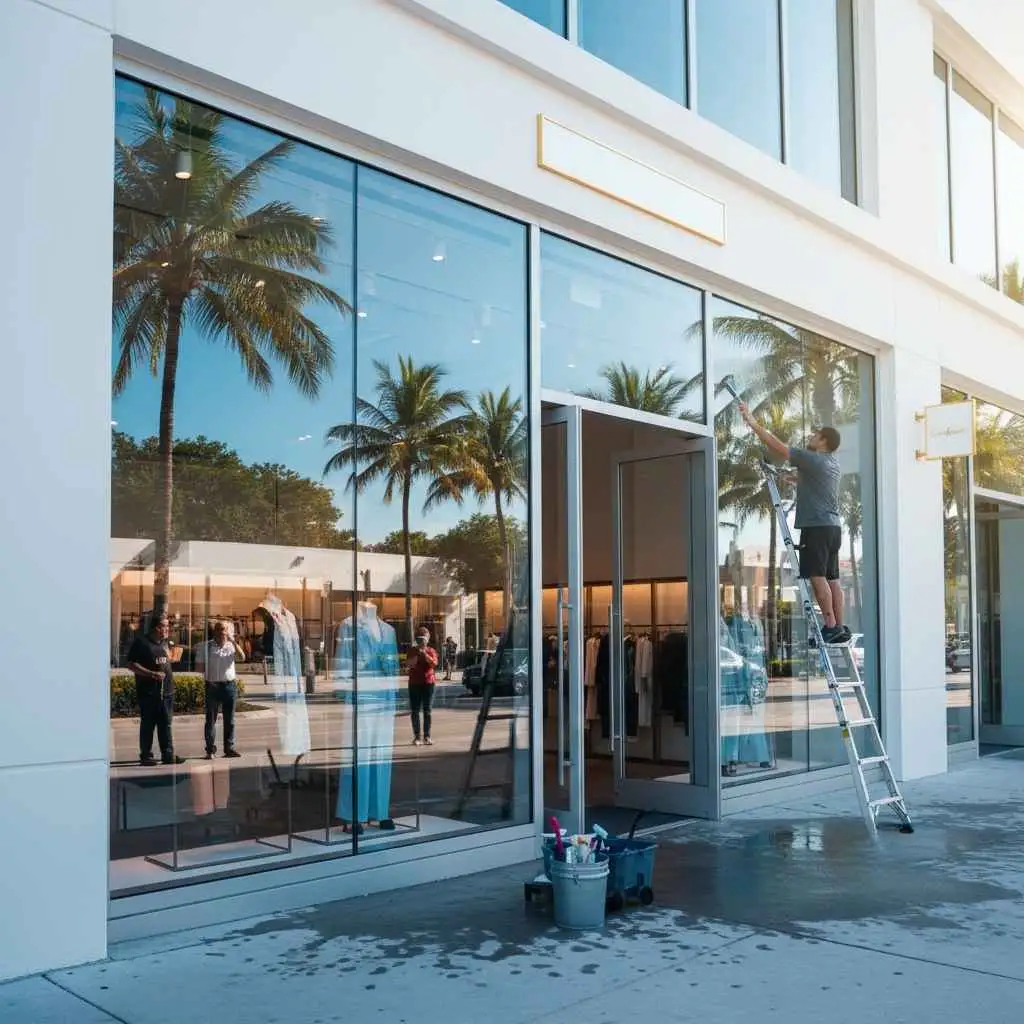 storefront in Miami with professionally cleaned windows