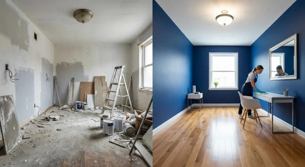 before and after renovation cleaning image