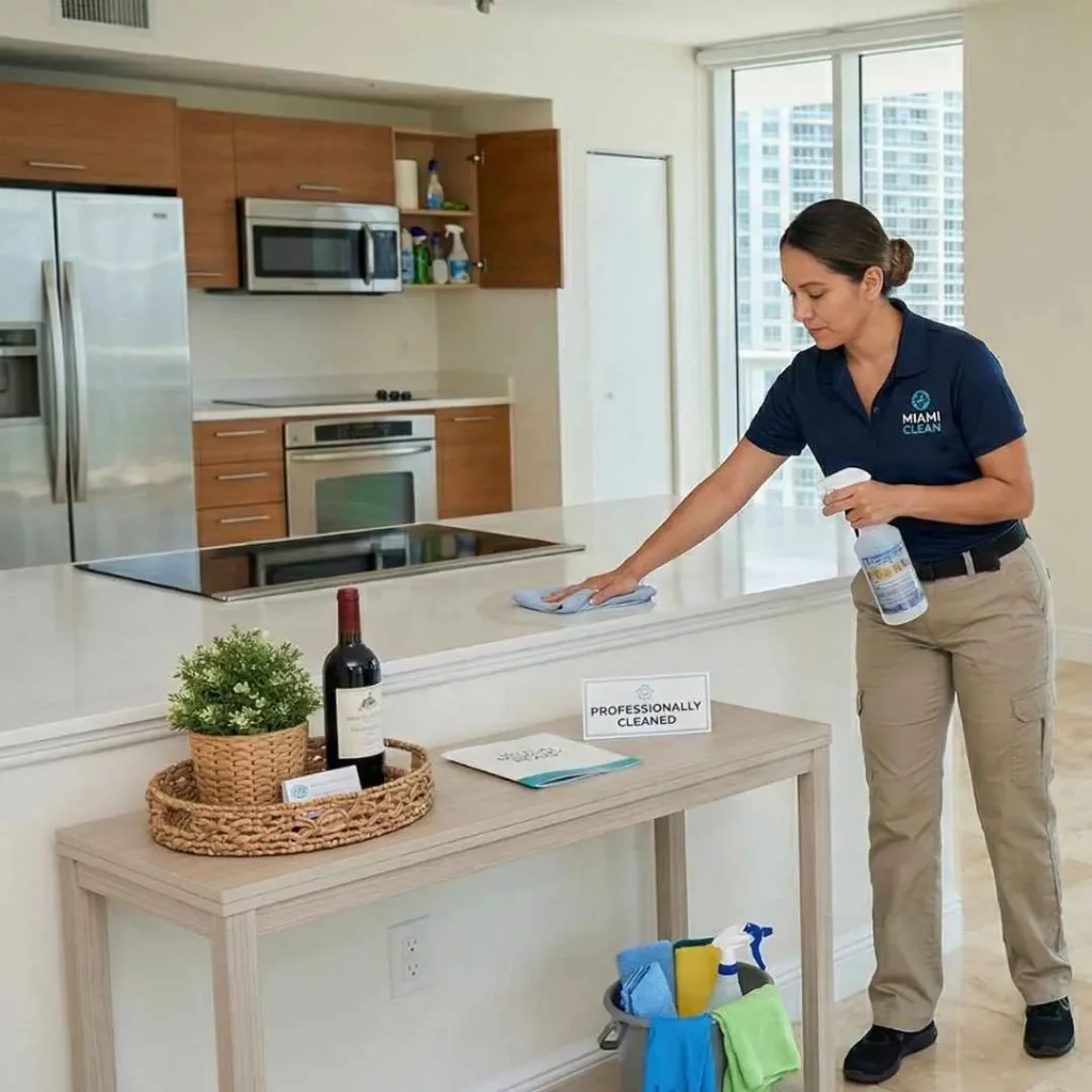 cleaner polishing kitchen surfaces