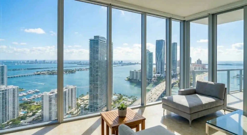 bright Miami home with clean windows and sunlight