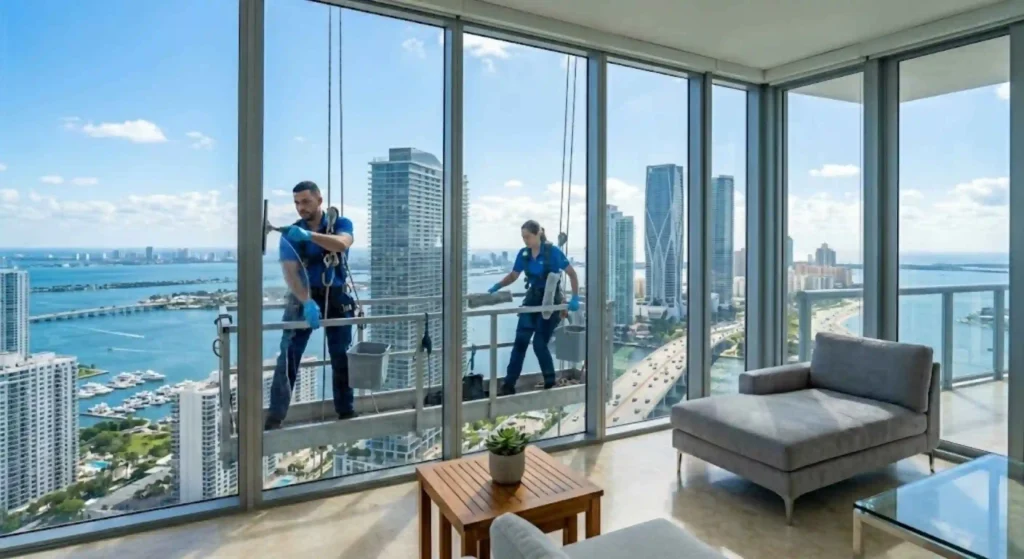 high rise or multi story window cleaning in Miami