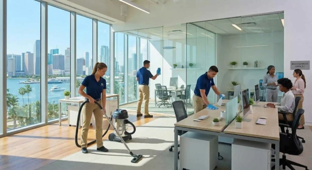 Recurring office cleaning service in Miami workplace